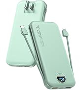 Portable Power Bank, 10000mAh PD20W Phone Charger with Built-in Cables and Wall Plug, USB C Fast ...
