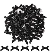 Choicbaby 50 PCS 1.8 * 1.4" Black Mini Satin Bows Small Black Wrap Ribbon Bows Decoration for DIY...