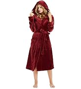 HEARTNICE Womens Hooded Fleece Robe, Soft Bathrobe for Womens, Cute Long House Coat