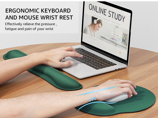 Ergonomic design mouse pad with wrist rest