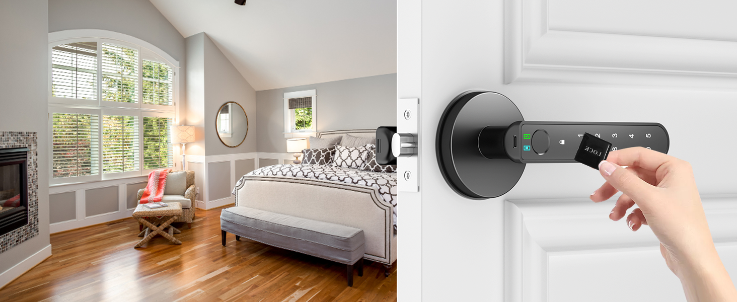 fingerprint door lock with app rfid card Access round black