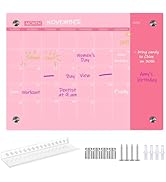 Glass Dry Erase Whiteboard, Pink Glass Monthly Calendar Whiteboard, 18