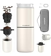 HAUSHOF Portable Coffee Maker, Travel Coffee Maker Battery Operated Small Pour Over Set, Compact ...