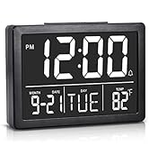 Amgico Digital Alarm Clock Small Desk Clock, 6.3" LED Display, Volume Control, Snooze, Temperatur...
