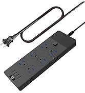 2 Prong Power Strip, Jumpso 3 Prong to 2 Prong Adapter, 6 Wide Spaced AC Outlets with 4 USB A Por...