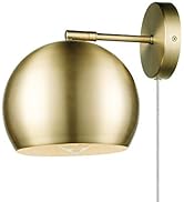 Globe Electric 51577 Novogratz x Globe Willow 1-Light Plug-in or Hardwire Wall Sconce, Matte Bras...