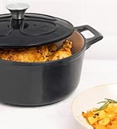 Navaris Enameled Dutch Oven - 3.7 QT Cast Iron Pot with Lid - 9 1/2