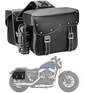 Ytonet Motorcycle Saddlebags, 30L Large Capacity with Drink Bags Bottle Holder,Waterproof PU Leat...