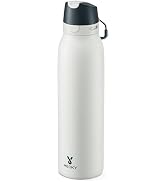 Meoky 24 oz Travel Water Bottle Stainless Steel: Leak Proof Locking Lid, 2-in-1 Straw and Spout, ...