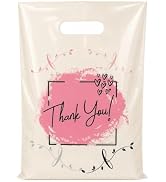 ysmile Small Thank You Bags with Handles – 100 Pack 5.9"x7.8" Plastic Merchandise Bags for Small ...