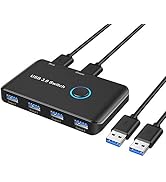 ABLEWE USB 3.0 Switch, USB Switch Selector 2 Computers Sharing 4 USB Devices KVM Switcher Box for...