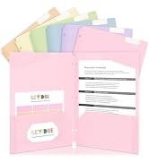 SKYDUE Plastic Folders with Pockets, 6 Pack File Folders with Tabs &amp; Stay-Put Flaps, 3 Hole Punch...