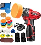 Cordless Buffer Polisher, 12V Mini Wax Buffer &amp; Sander with 2 X 2.5Ah Battery &amp; Charger, 1/2/3" B...