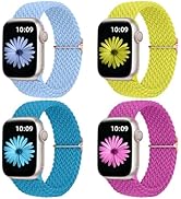DaQin 4 Pack Braided Stretchy Solo Loop Compatible with Apple Watch Bands for Women Men 40mm 41mm...