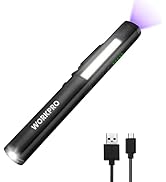 WORKPRO Flashlight Pen Light, Rechargeable Penlight with 365 nm UV Black Light, 450 Lumen LED Min...