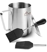HOTEC Stainless Steel 304 Basting Pot with Brush, Silicone Grill Barbeque Basting Brushes for Sau...