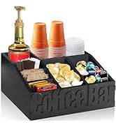 Coffee Bar Organizer for Coffee Bar Accessories, Wood Coffee Station Organizer for Countertop, Fa...
