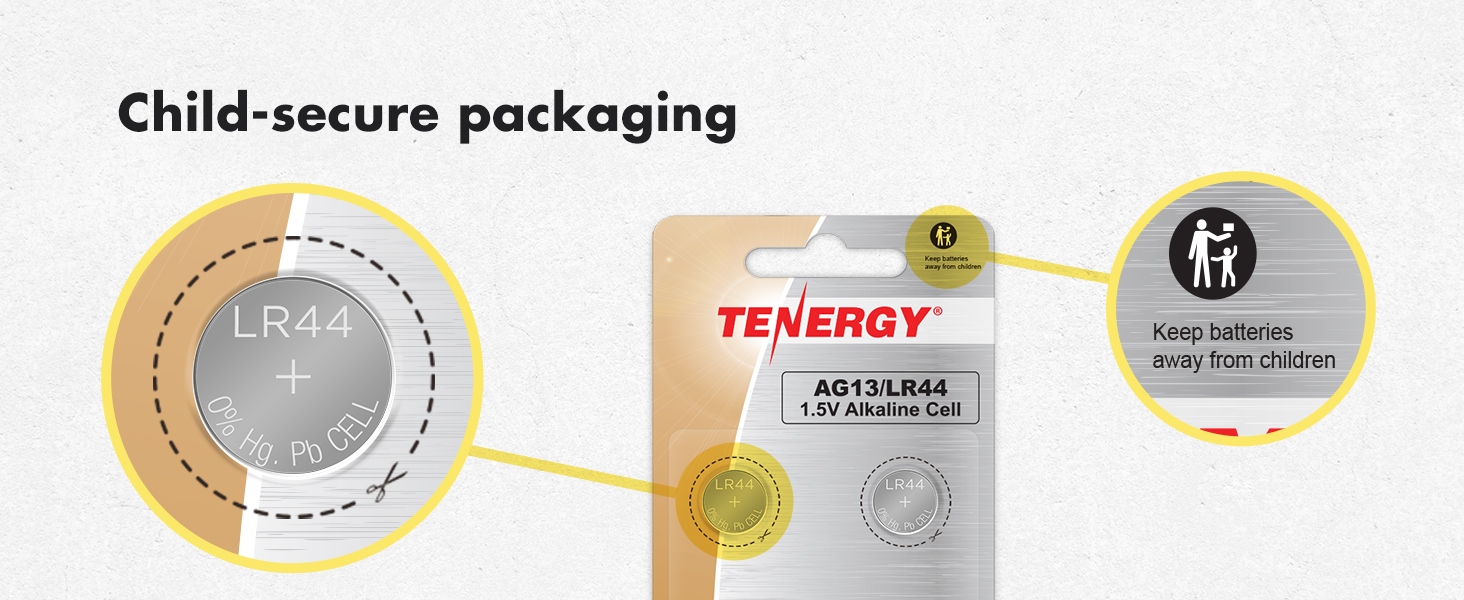 Child-secure packaging, keep batteries away from children