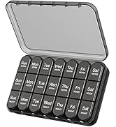 Daviky Pill Organizer 3X a Day, Weekly Pill Box 7 Day, Travel Pill Case with Large Containers, Li...