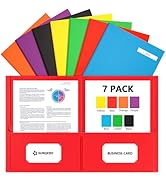 SUNQEBO Two Pocket Folders, 7 Pack Paper Folders with Pockets, Thick Textured Paper File Folders,...
