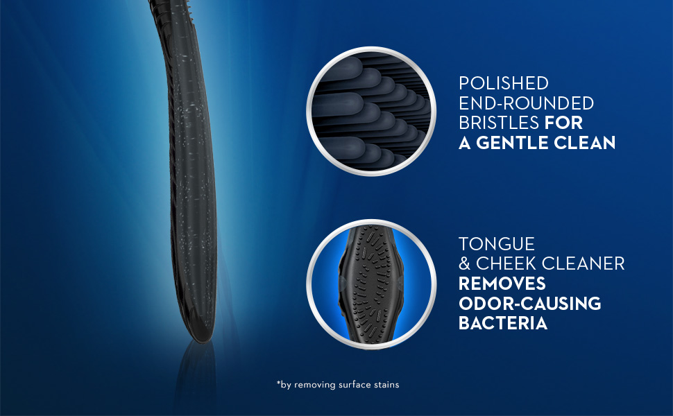 poisged end-rounded bristles tongue cheek cleaner