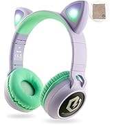 PowerLocus Wireless Bluetooth Headphones for Kids, Kid Headphone Over-Ear with LED Lights, Foldab...