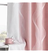 MYSKY HOME Pink 95% Blackout Ombre Curtains 84 inch Long 2 Panels for Girls Bedroom Geometric Pat...
