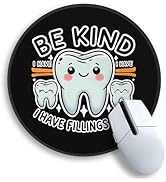 Gctriki Dental Tooth Round Mouse Pad with Stitched Edge Non-Slip Rubber Base, Black Mouse Pad for...