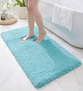 Disolla Teal Bathroom Rug 24x48 Non Slip Fluffy Bath Mat for Bathroom Floor Washable Plush Luxury...