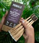 PRIMALS Horse Bristle &amp; Bamboo Toothbrush (4-Pack) - Luxurious &amp; Soft Horse Bristles - Fully Biod...