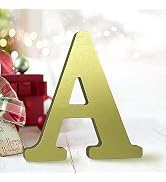 Aocean 6 Inch Golden Wood Letters Unfinished Wooden Letters for Wall Decor Decorative Standing Le...