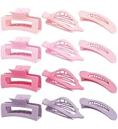 Flat Hair Clips for Women 12 Pack, Large Matte Square Claw Clips, Flat Hair Accessories, Side Sli...
