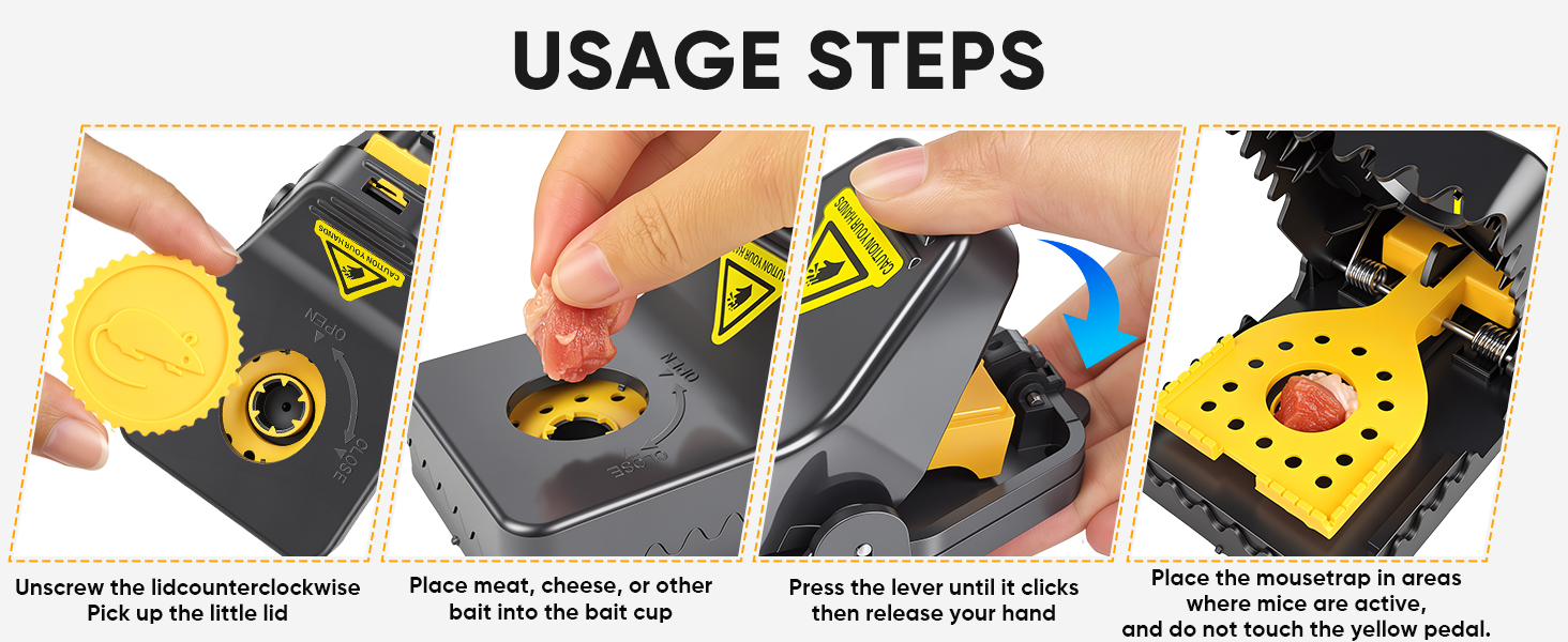 Reusable Mouse Trap, Easy Step-by-Step Usage Instructions for Home Pest Control