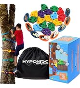 Hyponix Ninja Tree Climbing Kit – 16 Large Rock Holds &amp; 8 Ratchets, 10-Minute Setup, Thicker Text...