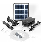 Biling Solar Pond Aerator with Battery Backup, 3 Modes Solar Air Pump with Pond Bubble Regulator ...