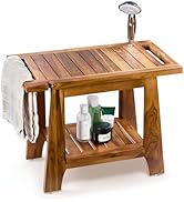Tinamo 22”L Teak Shower Bench for Inside Showers -400Lbs Capacity-Teak Shower Stool, Wooden Bathr...