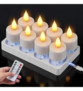 TOWPONICS Rechargeable Tea Lights Candles with Remote, Timer &amp; Charging Base, LED Tea Lights Batt...