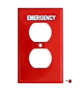 (5 Pack) Emergency Red Outlet Covers, Duplex Receptacle Switch Wall Plate, 1-Gang Standard Size, ...