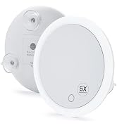 Mavoro 6.8" LED Magnifying Mirror with 3 Strong Suction Cups | 5X Magnification | Portable Lighte...