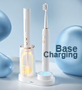 Electric Toothbrush Set with Drying &amp; Sanitizing Holder, 8 Replacement Brush Heads, Transparent R...