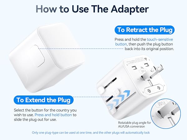 To Extend the Plug Select the button for the country youwish to use
