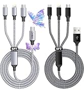 Multi Charging Cable (5FT 2Pack), 3 in 1 Charging Cable, USB A/C Charging Cords, Nylon Braided Ch...