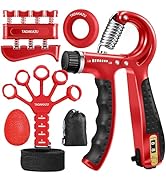 TADAKAZU Grip Strength Trainer Kit (5 Pack) Adjustable Resistance Hand Gripper,Finger Exerciser,H...