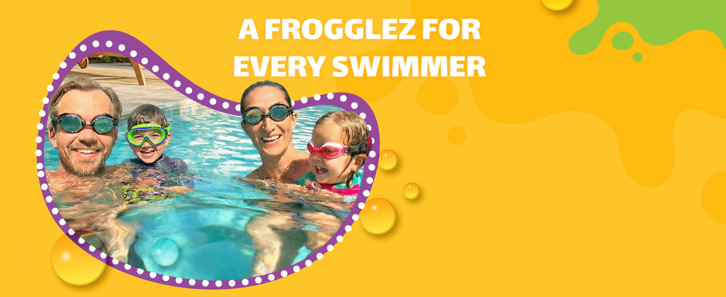 Two kids smiling by the pool wearing classic style comfortable swim goggles
