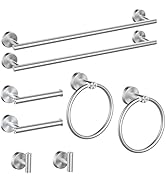Cilee 8 Piece Brushed Nickel Bathroom Hardware Set , 24inch Bathroom Towel bar+Towel Ring+Toilet ...