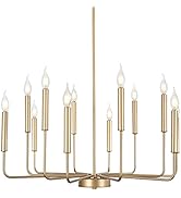 WOKNOS Modern Gold Farmhouse Chandeliers, 12-Light Industrial Metal Chandelier Lighting, Classic ...