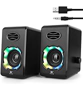 OROW Computer Speakers,USB Powered Desktop Speakers with 6 Lights Modes,Bluetooth 5.0&3.5mm AUX S...