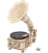 ROKR 3D Wooden Puzzles Gramophone for Adults - DIY Mechanical Model Kit 1:1 Replica Record Player...