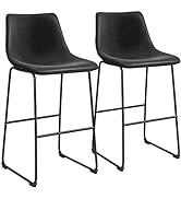 Homall 29 inch Bar Stools Set of 2, PU Faux Leather Counter Height Bar Stools with Back, Industri...