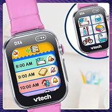 Close up of DX4 shows a kid’s schedule, reminders, calendars and more.